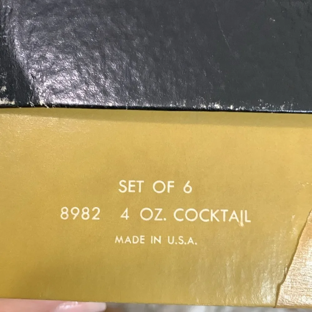 Vintage Golden Foliage‎ Libby 8982 4oz Cocktail Glasses Set Of 6 Made In USA